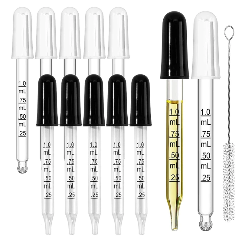 

10Pcs Eye Dropper With Durable Rubber Head, 1Ml Glass Dropper, Liquid Droppers For Oils, Precise Pipette Droppers Durable