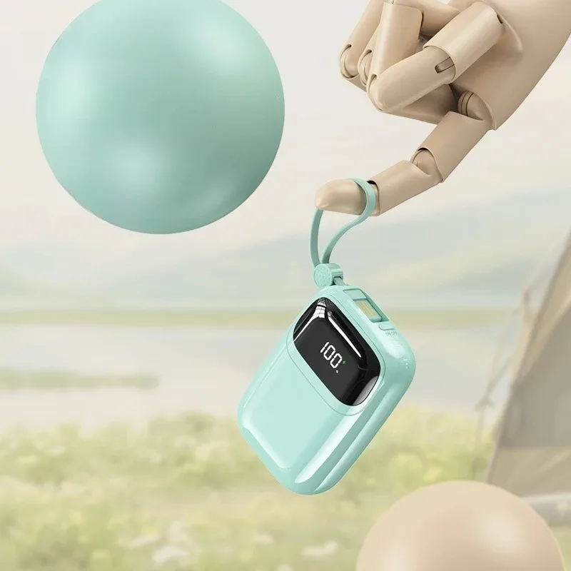 超急速充電モバイルバッテリー 10000mAh 22.5W iPhone、Xiaomi、Samsung、Huawei対応 デジタルディスプレイと内蔵ケーブル付き