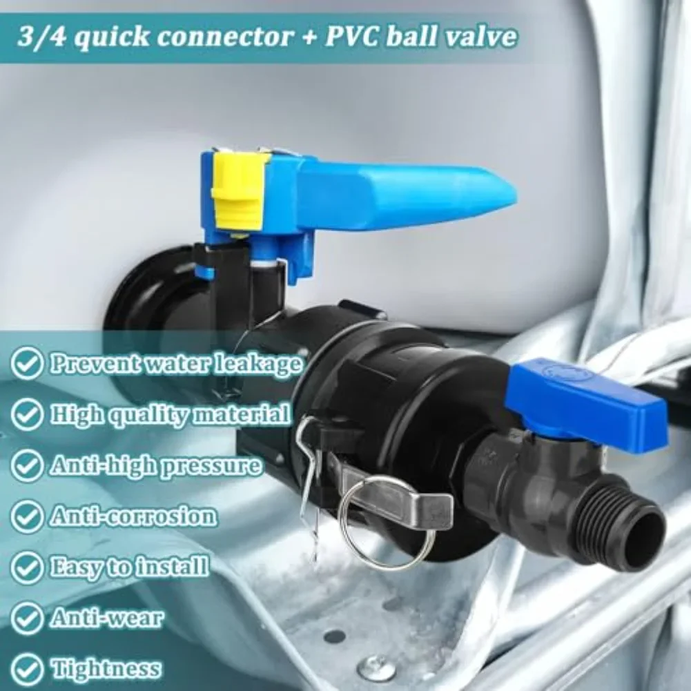 Garden Watering 2 IBC IBC Tote Adapter Water Flow Control Valve Valve Garden Hose Fitting Rust-proof Wear Resistant