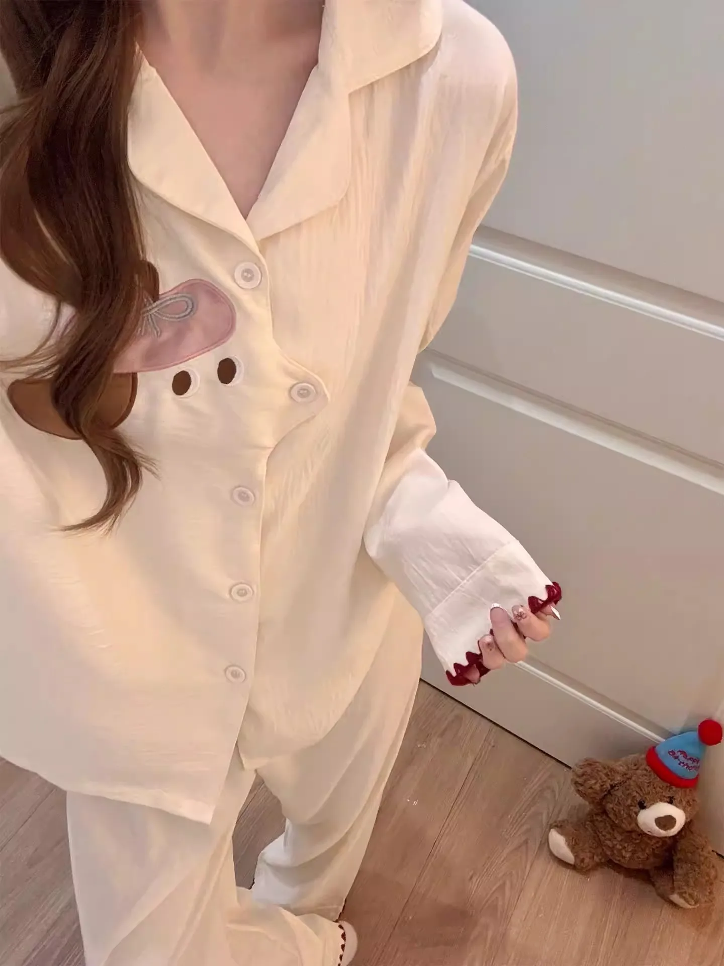 

Cloud Cotton Long Sleeve Sleepwear Women's Home Clothes Spring Autumn New Style Cartoon Dog Chest Pad Outerwear Comfortable