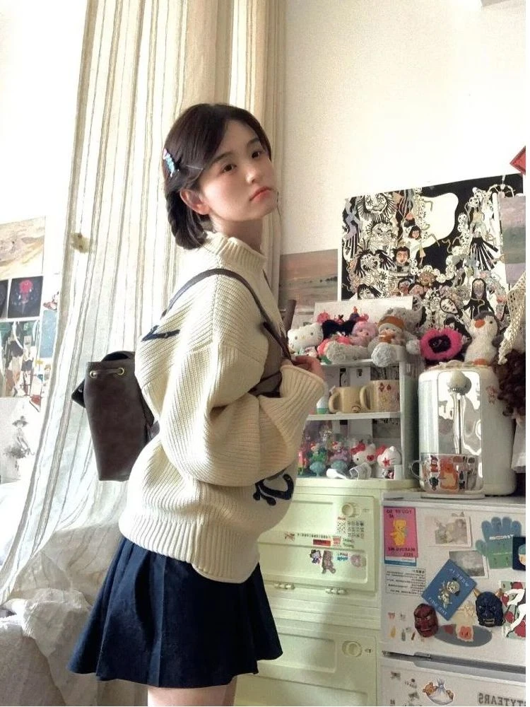 فضفاضة تناسب جولة Ne Long Sve المرأة تريكو الشتاء تصميم جديد كسول Sle مريحة الدافئة Faionable عارضة أعلى #2