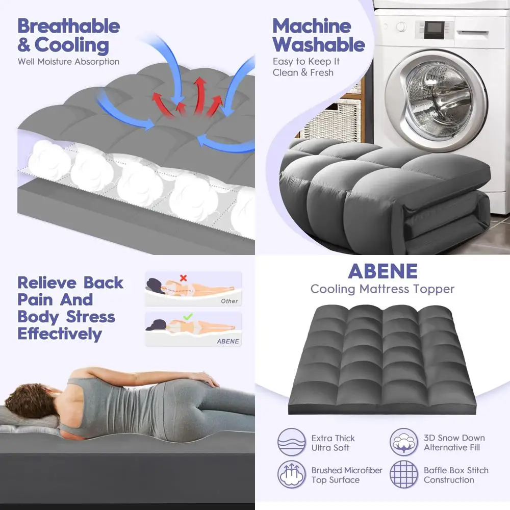 

Twin Size Extra Thick Mattress Topper for Back Support, Pillowtop Protector Cover with Deep Pocket, Plush Down-Alternative Fill