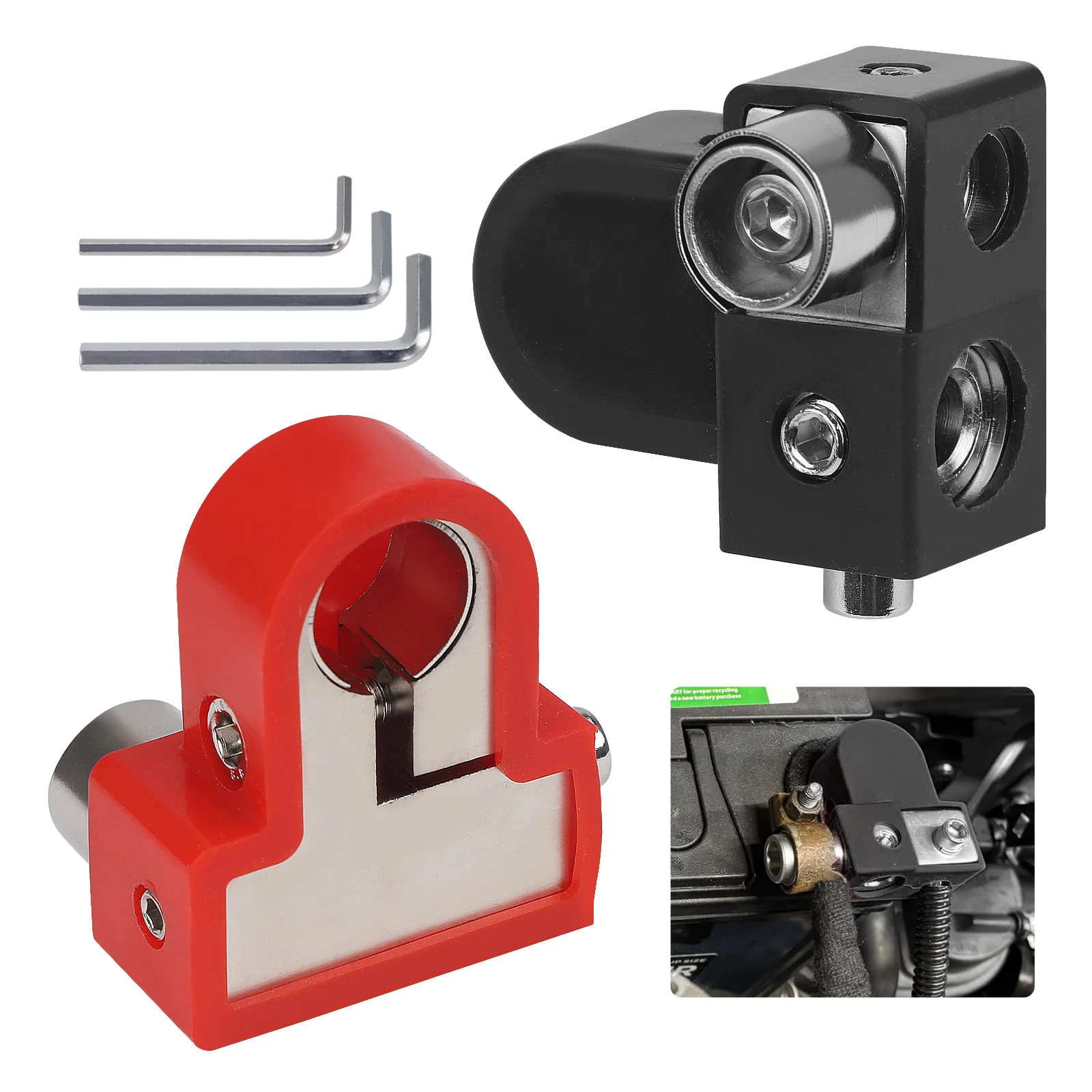 

Top or Side-Mounted BTO Solid Positive Negative Battery Terminal With Adaptor Collar Connect 0/2/4 Gauge & 4/8 Gauge Wire Output