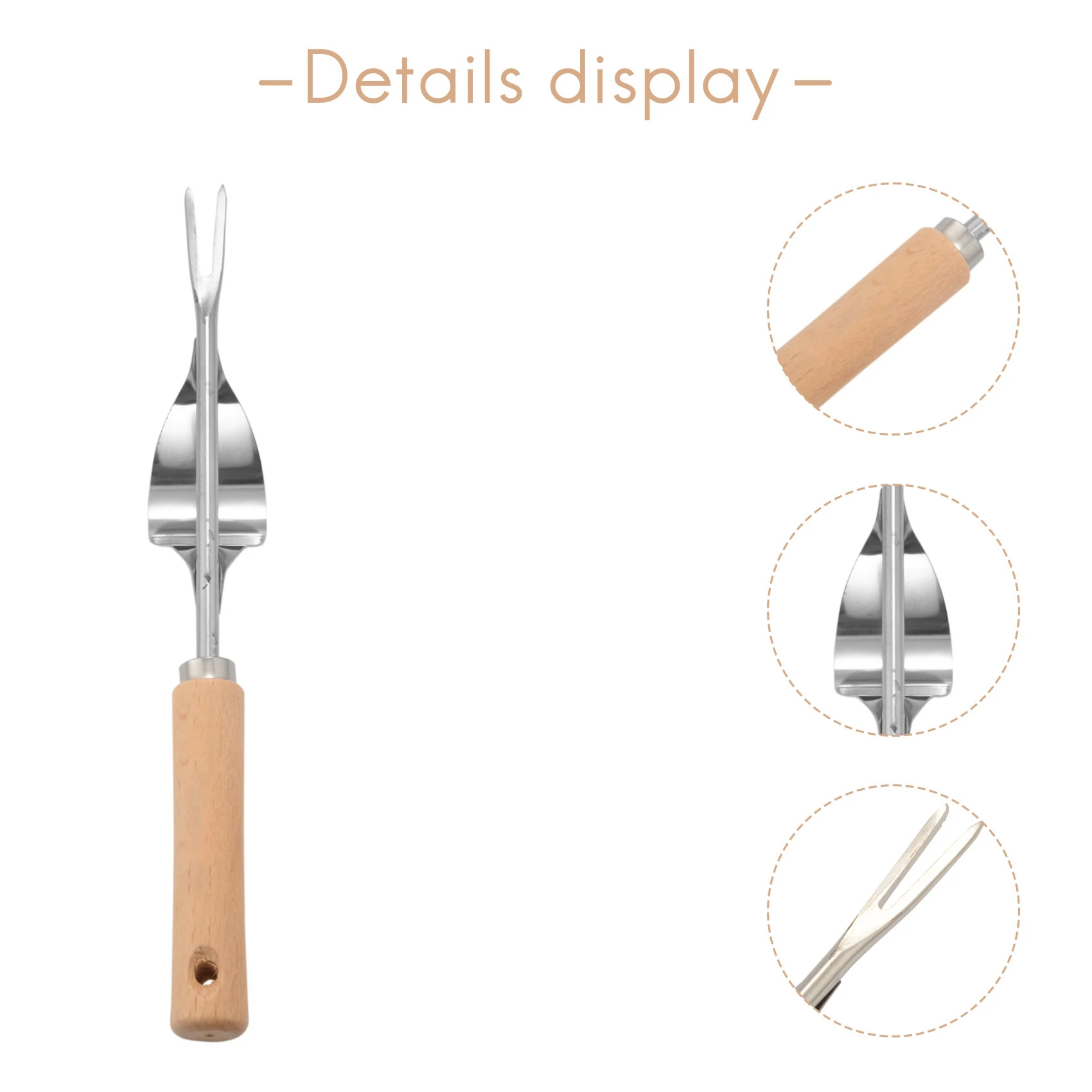 

A76K Wood Handle Stainless Steel Garden Weeder Hand Weeding Removal Cutter Dandelion Puller Tools Multifunction Weeder