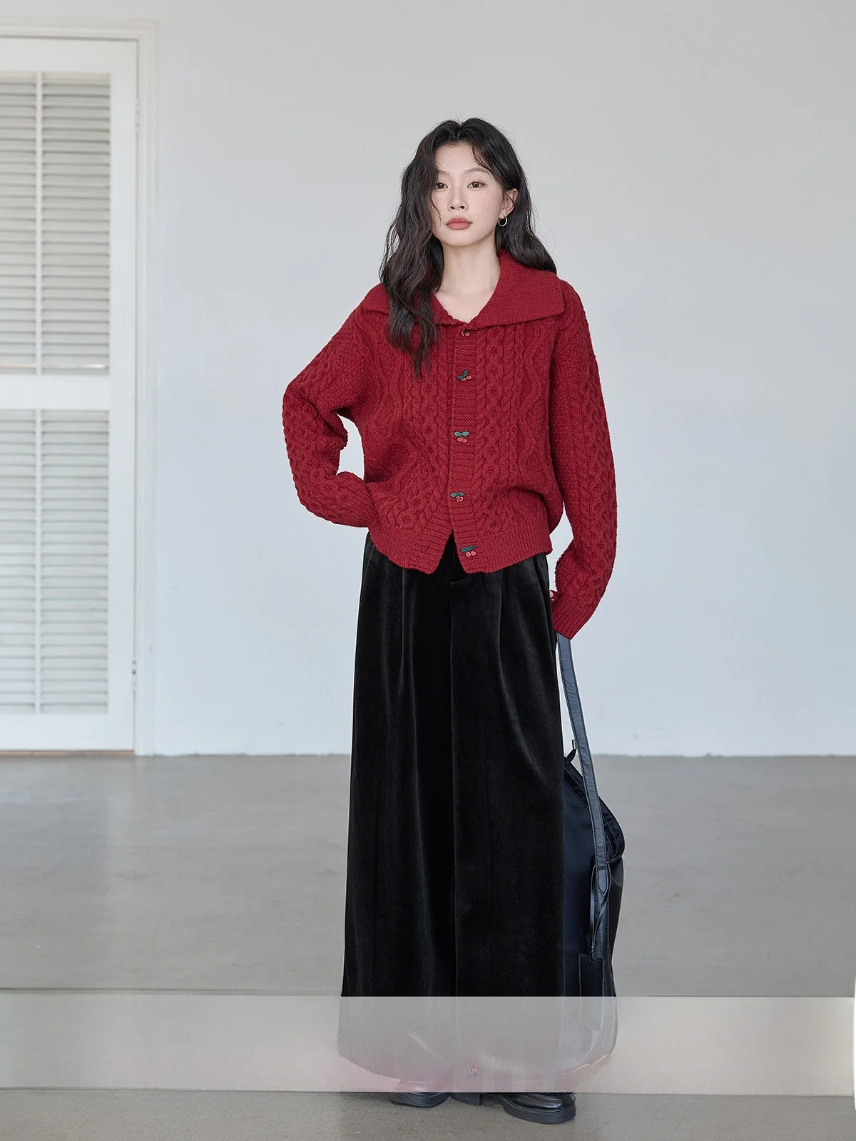 

High Waist Thickened Fleece Velvet Casual Pants Women's Drawstring Elastic Waist Loose Trousers Korean Style Simple Pure Color
