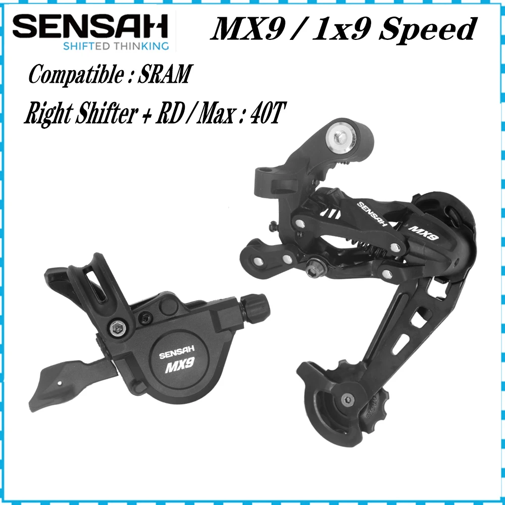 SENSAH MX9 1X9 9 Speed Derailleurs Trigger Groupset 9s 9v Shifter Lever 9 Speed Rear Derailleur Switches Compatible SRAM