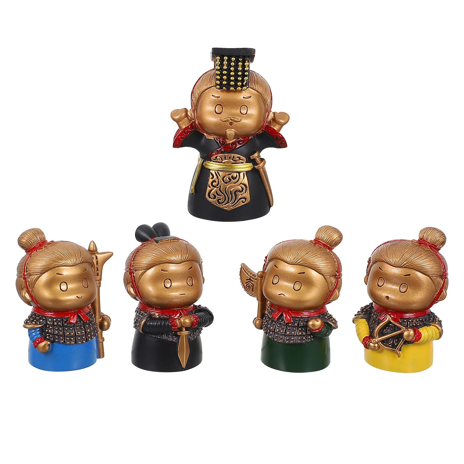 

5Pcs Resin Chinese Terracotta Warriors Cake Decor Toppers Baking Decoration Table Centerpiece Party Gift Home Ornament