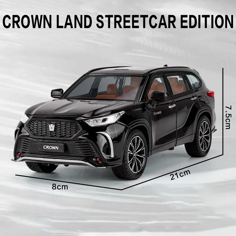1:24 Crown Kluger Highlander SUV Alloy Die Cast Toy Car Model Sound and Light Toy Collectibles Prezent urodzinowy