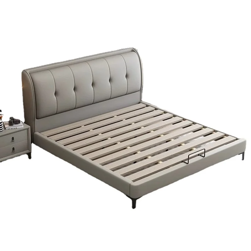 Modern simple 1.8 meters double bed small apartment soft bag wedding bed wooden new master bedroom storage