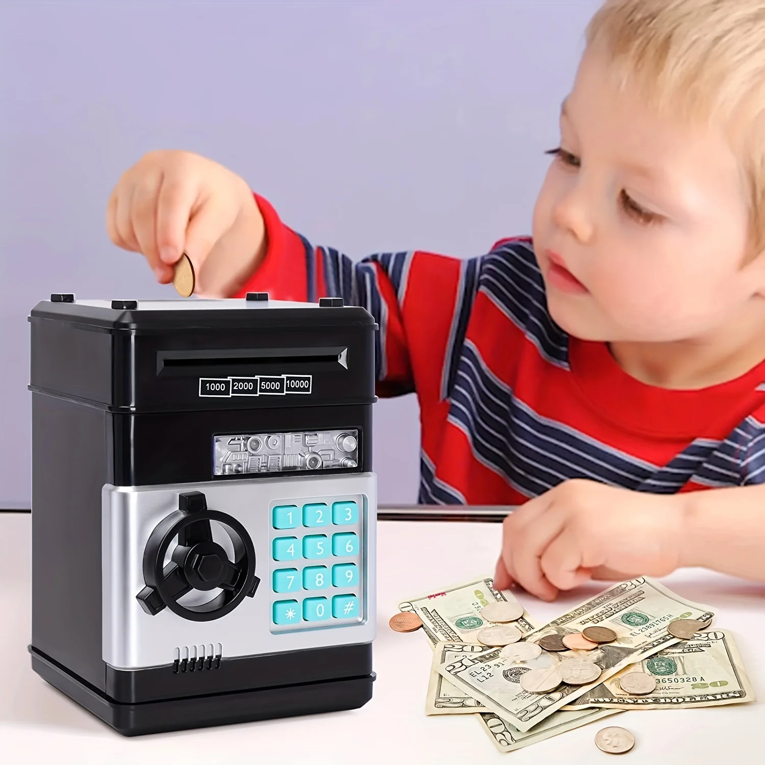Elektronische spaarpot Automatische mini-kluis Munten Geldbesparende spaarpot Wachtwoordteller Code Sleutelslot Muntbank ATM Kindcadeau