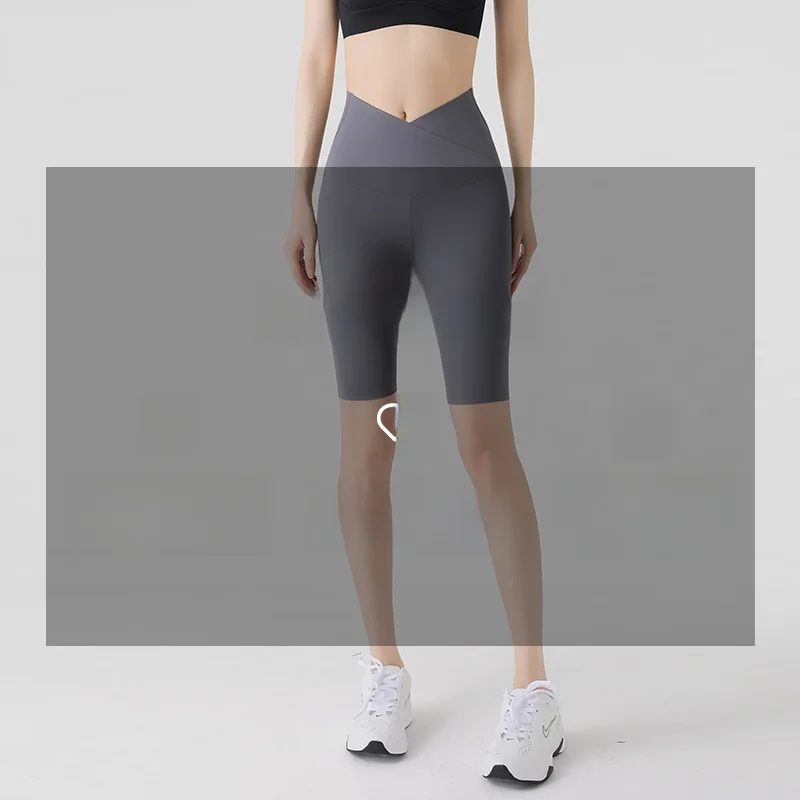 슬림핏 파이브쿼터 아크스킨 얇은 여름 요가 피트니스 사이클링 팬츠 뱃살 보정 여성 아우터웨어 베이스 레이어