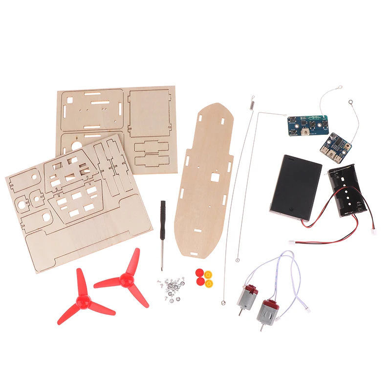 Modelo de barco de viento con Control remoto para niños, barco eléctrico de montaje de madera, Kit de experimentos científicos, juguete educativo STEM