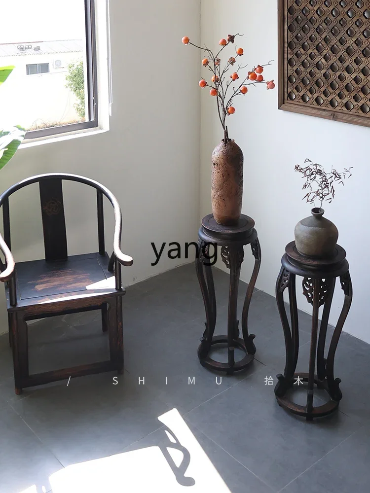 CX Ming-style five-foot fragrant few solid wood Chinese-style living room flower rack edge few