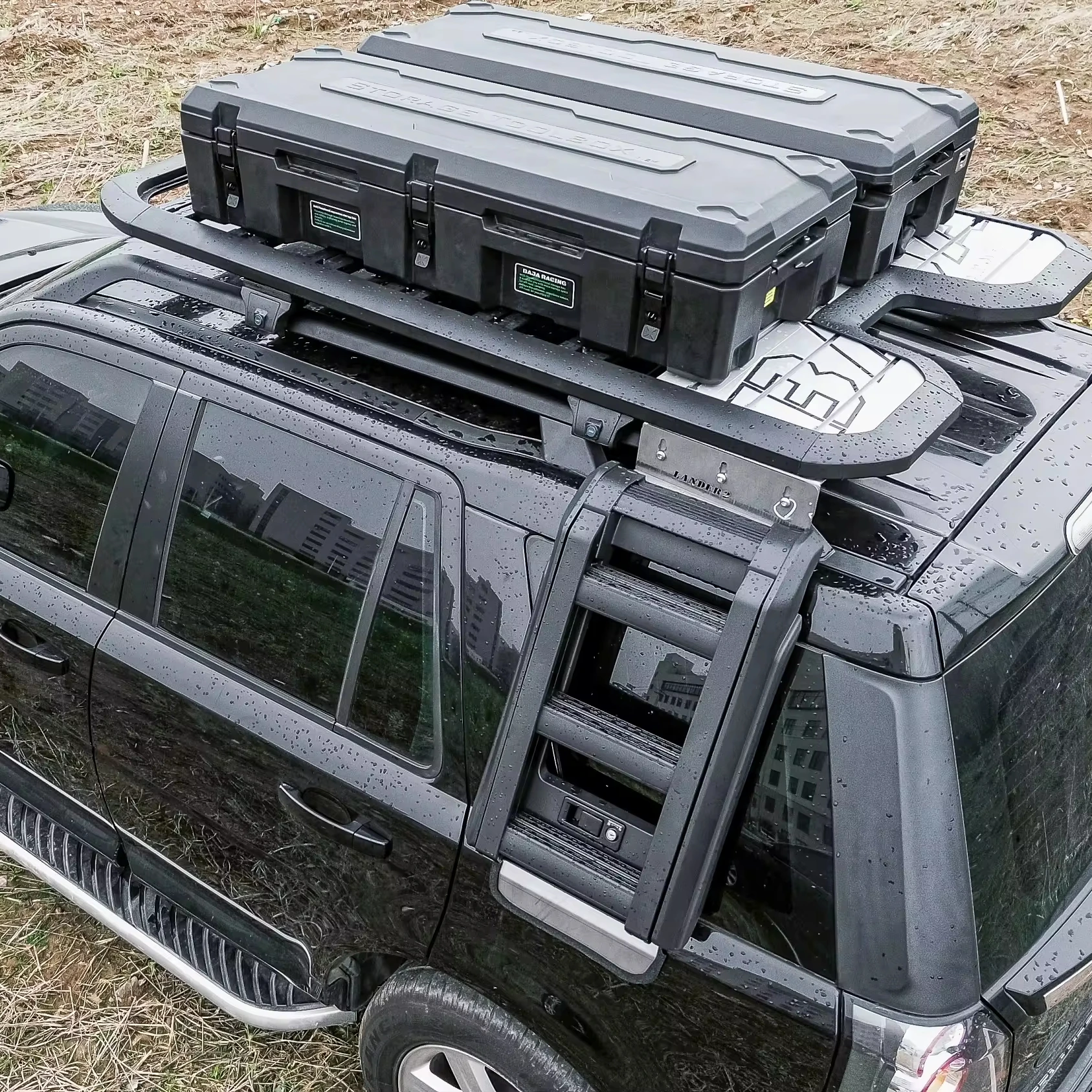 

YUHANG CAR ROOF RACK ROOF PLATFORM ROOF BASKET SIDE LADDER TOOL BOX for FREELANDER 2