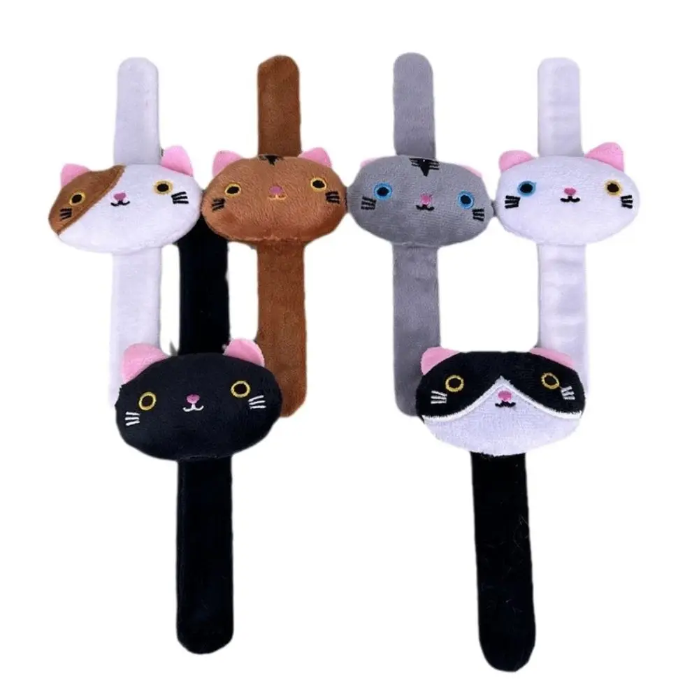 Simulation Plush Cat Slap Band Cute Doll Pink Slap Bracelet Series Wrist Style Black Plush Doll Slap Bracelet Christmas