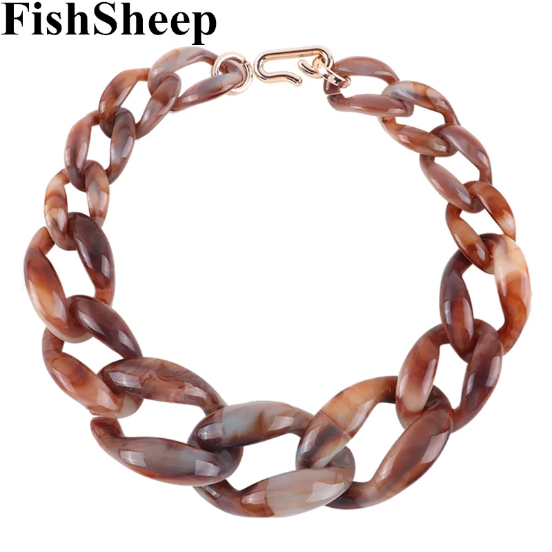 FishSheep Statement Acrylic Large Chunky Chain Choker Necklace for Women Big Resin Link Chain Long Pendant Necklace Jewelry Gift