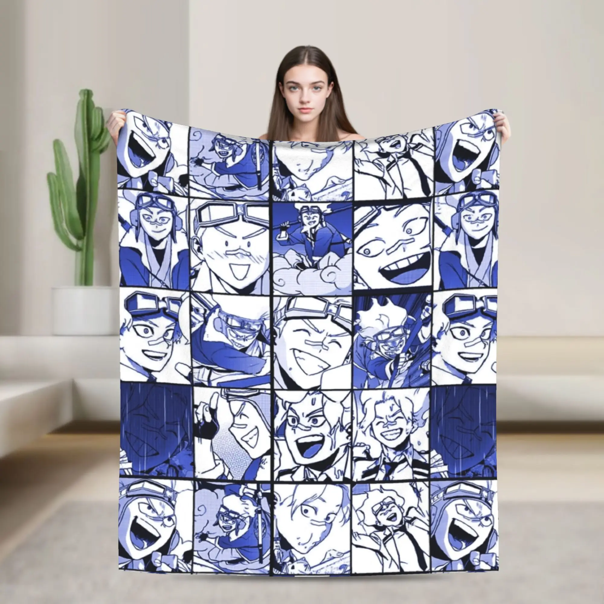 Oboro Shirakumo Collage Plush Blanket Boku No My Hero Academia Academy Throw Blankets for Home 200x150cm Bedspreads,