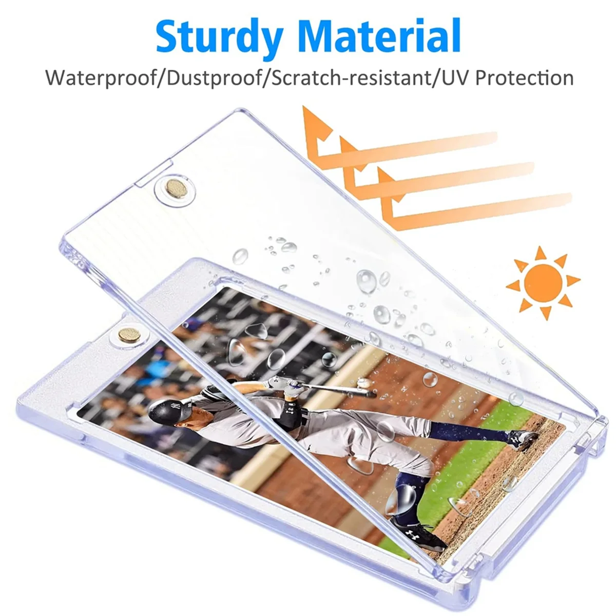 

ABME 12 Count Magnetic Card Holders for Trading Cards, 35PT Acrylic Baseball Card Holders with Card Stands for Sports Cards