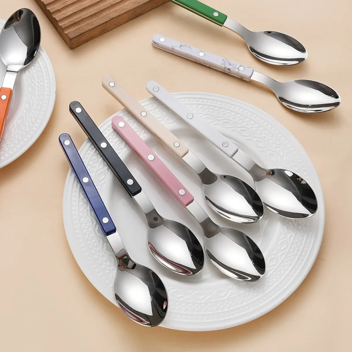 Fashion New Colorful Handle 304 Cutlery Set 18/10 Stainless Steel Creativity Gift Flatware Knife Fork Spoon Drop Ship