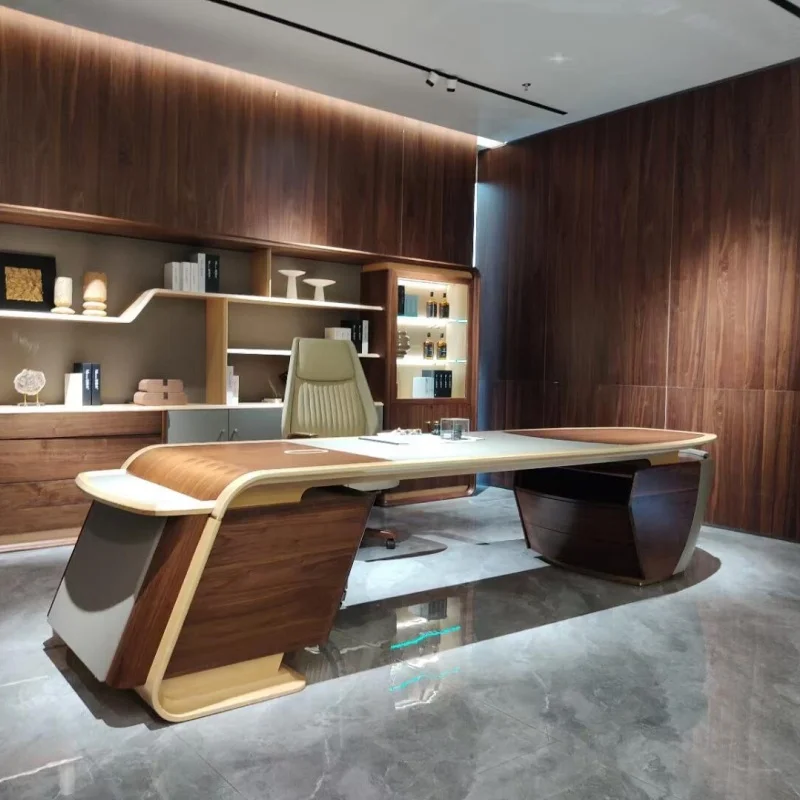 Brown Modern Executive Desk Storage Leg Support Cheap Drawers Office Desks Wood Modern Luxury Escrivaninha Office Furniture
