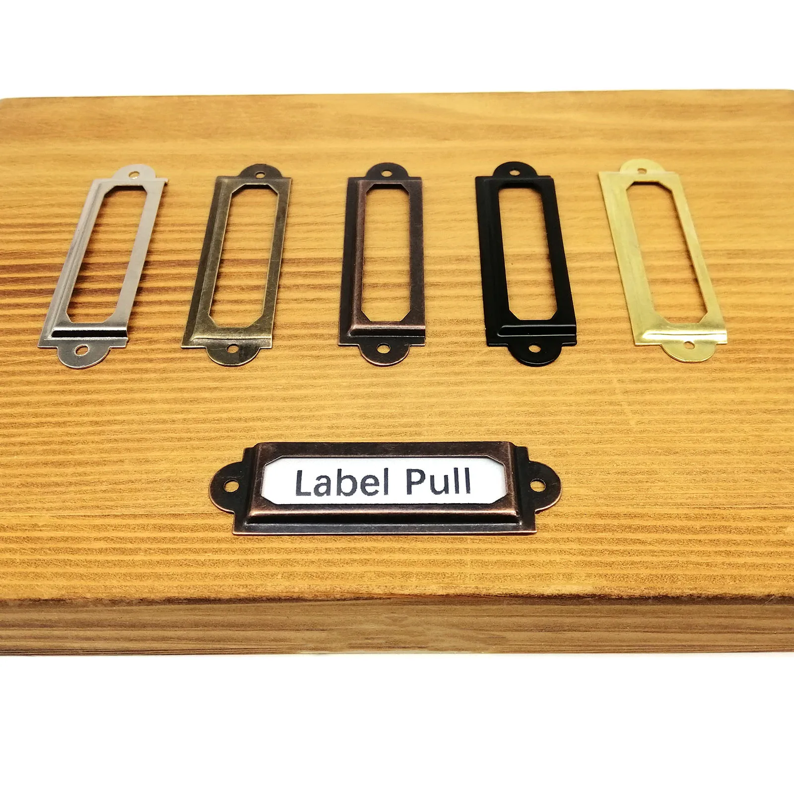 HZYUEGOU 12 Stück 17x60mm Metall-Eisen-Etikettenhalter mit Griff für Namenskarten, Schmuckschatullen, Schränke, Schubladen und Holzkisten – Detail 3