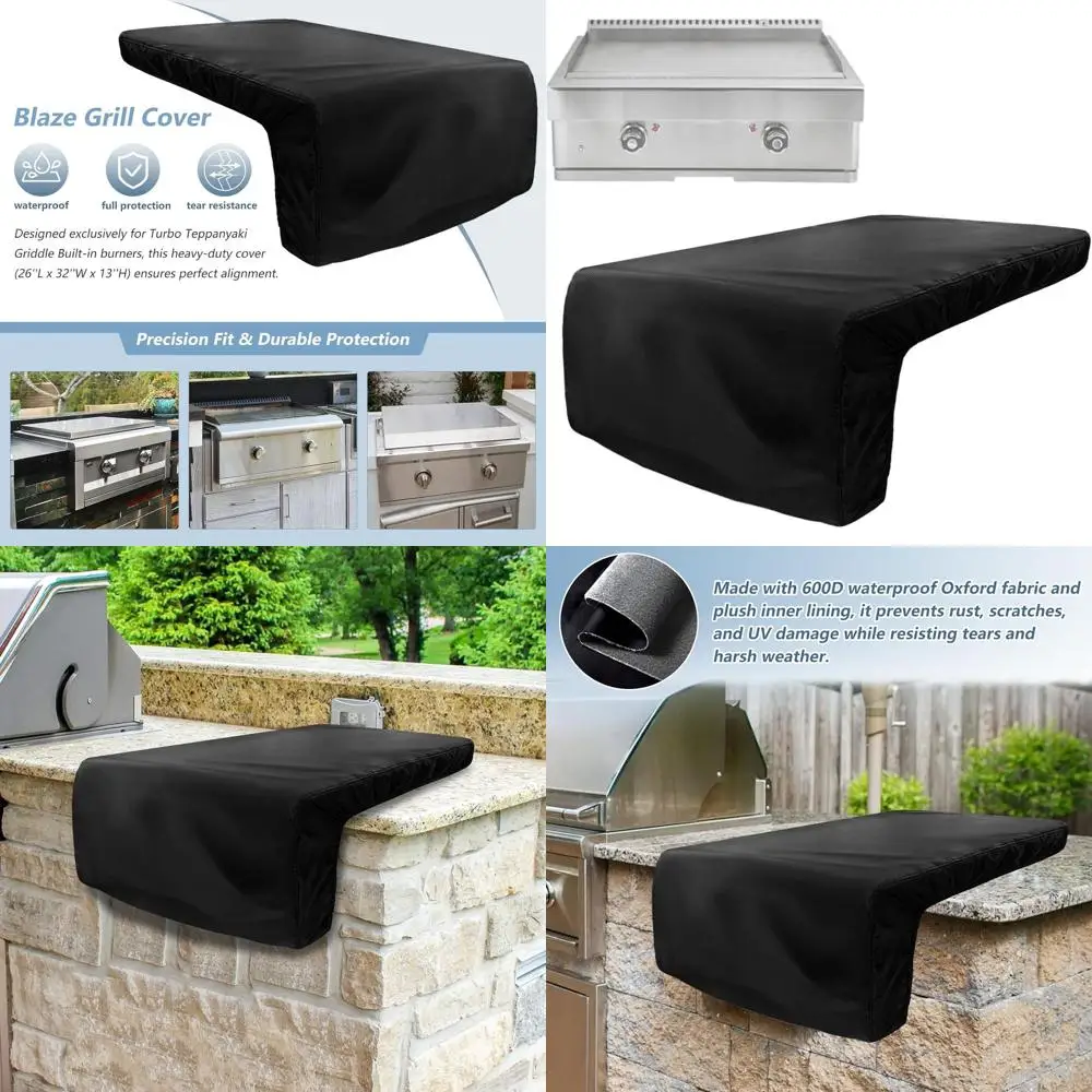 

Прочный водонепроницаемый чехол для гриля 600D с плюшевой подкладкой, 26Д x 32Ш x 13В, черный