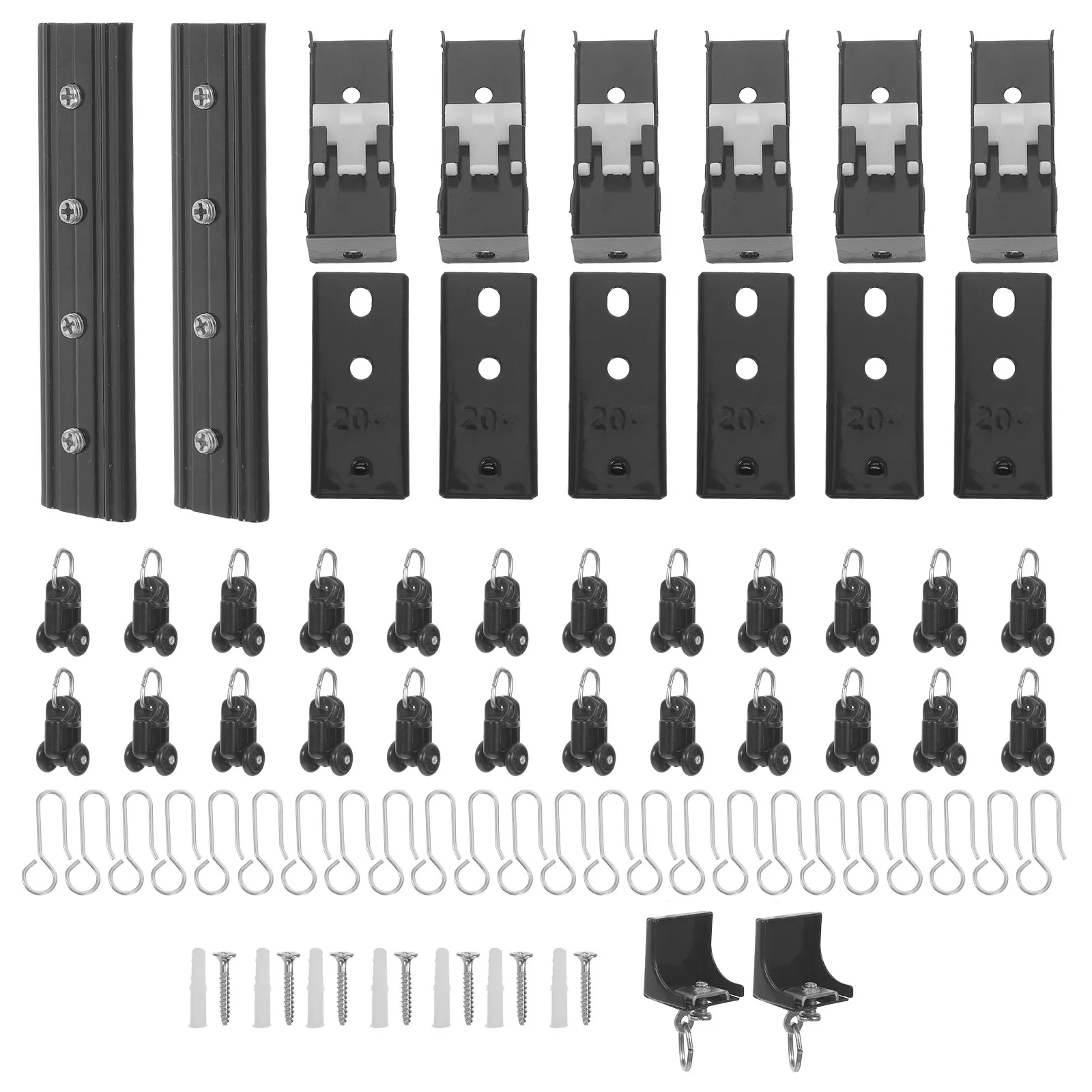 1Set Curtain Track Hardware Hooks Rail Ceiling Gliders Roller Wheels Heavy Duty Rust Resistant for Room Divider Window Rv