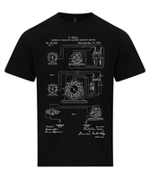 Nikola Tesla Operating Motor Patent Famous Inventor T-shirt Science and Innovation Technology Engineering Gift Short Sleeve Tops
