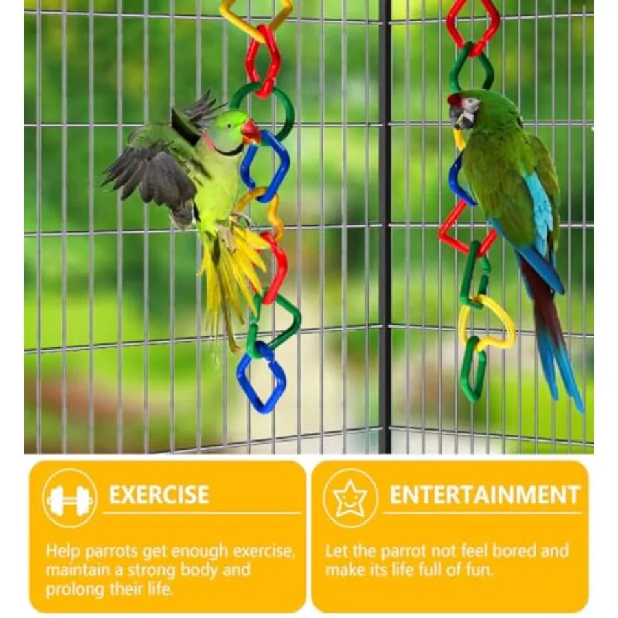 40 Stuks Plastic Ketting Links Speelgoed Willekeurige Vorm Kleur Link Suiker Zweefvliegtuig Kooi Accessoires Vogel Speelgoed Met Haken Voor Klimmen schommel Lti