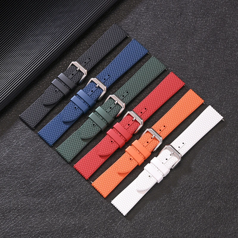 FKM Strap 20mm 22mm Waterproof Fluoro Rubber Quick Release Watch Band for Omega Seiko for Rolex Water Ghost Bracelet Accessories