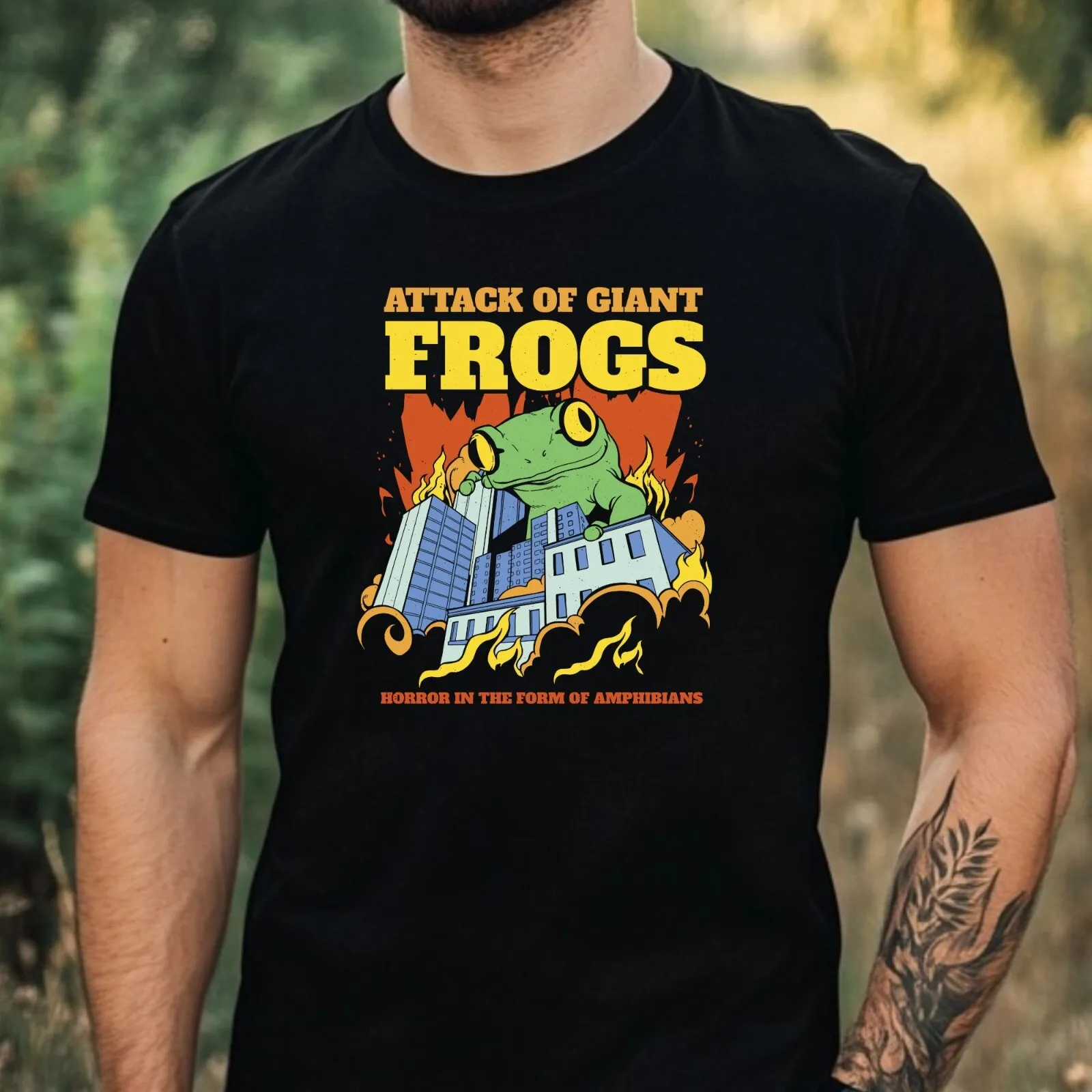 Herren-T-Shirt aus Baumwolle mit lustigem Froschmotiv, Größe XS bis 5XL
