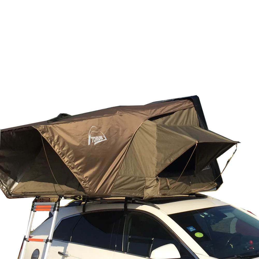 2018 High Quality Hardshell Roof Top Hard Top Folding Cars Camping Car Roof Top Rooftop Tent Waterproof Side Open Canvas Tent