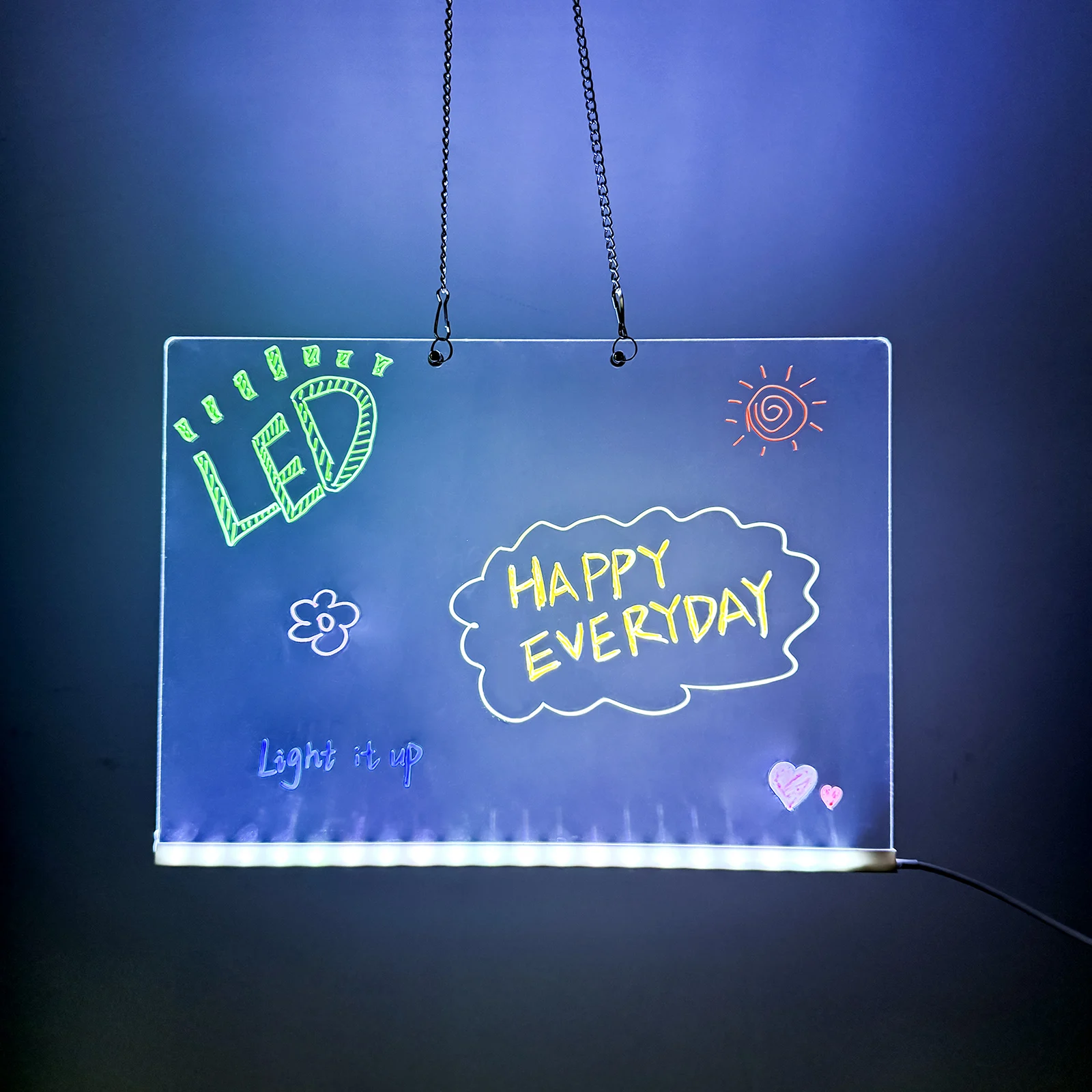 LED Light Up Acrylic Message Board Erasable USB Children's Drawing Board CIY for Birthday Gifts Bar Advertising Boards 2025 New
