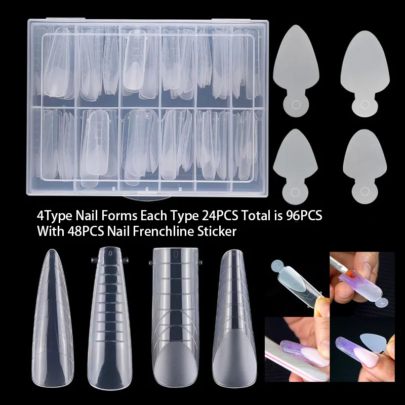 

FILI NEW Fake Nail Mold Set With French Line Sticker Dual Forms Nail Extension System Quick Building Mold For Top Form