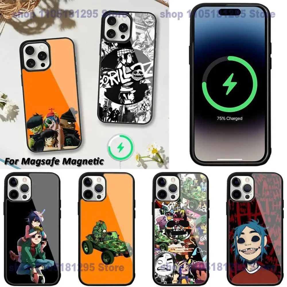 

G-Gorillaz Rock Band Cartoon For iPhone 17,12,11,14,13,15,16,Plus,Air,Pro,Max,E,Mini for Magsafe Magnetic Frosted Phone Case
