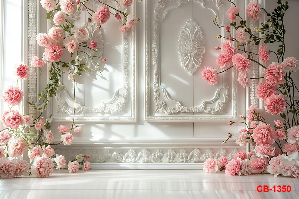 Photography Background Pink Peony Floral Panel White Room Adult Birthday Maternity Portrait Decor Backdrop Photo Studio