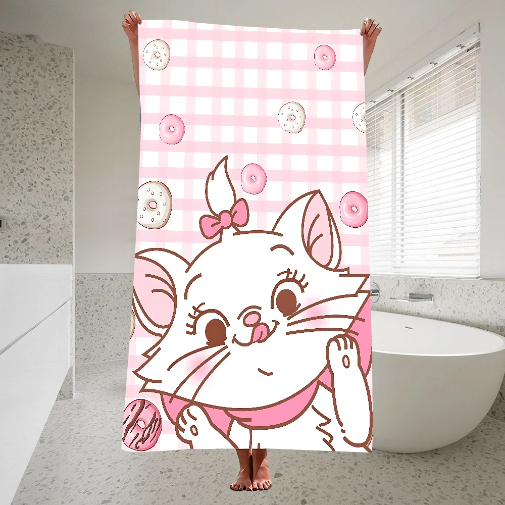 D-Disney Marie Cat Towel Quick Drying Pure Cotton Polyester Thick Bath For Children Adults Sports Travel Swimming Surfing Towels