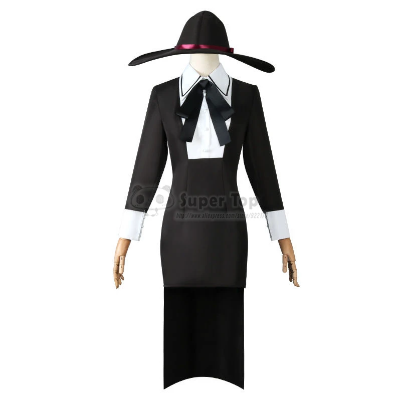 Anime Spy X Family Sylvia Sherwood Cosplay Costume Full Sets Sylvia Sherwood Black Dress Outfit With Hat Women Clothes Halloween