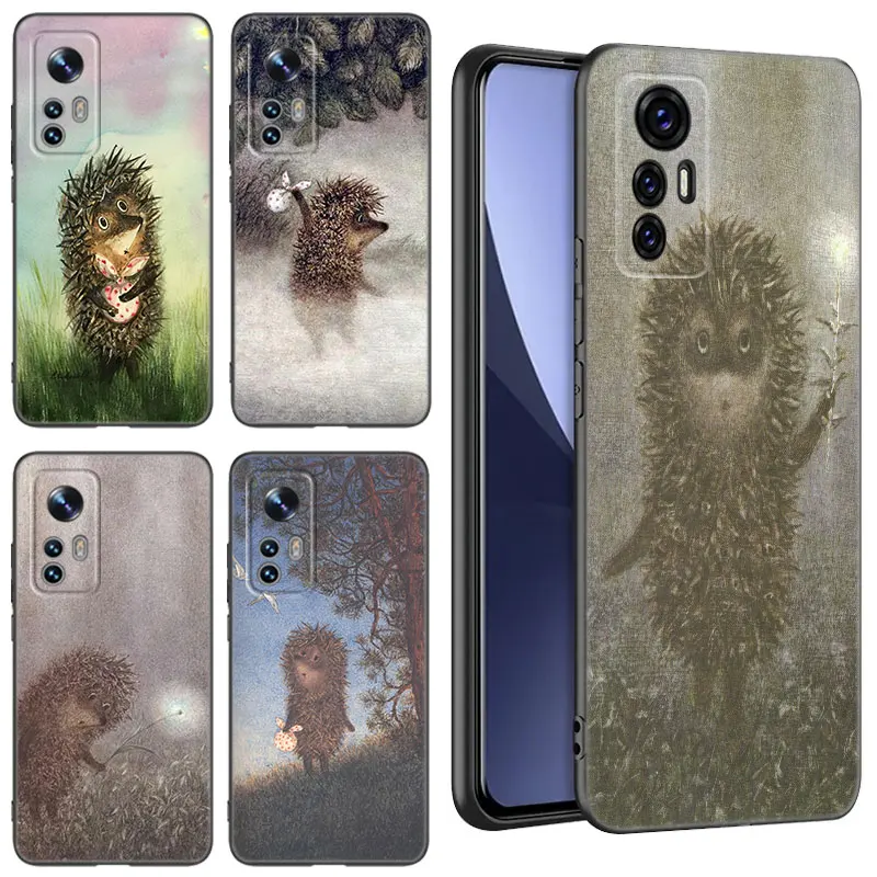 Hedgehog In The Fog Black Silicone Phone Case For Xiaomi Mi 9 SE 8 10T 11 12 13 Lite 9T 11T 12S 12T 13T 14 Pro 5G NE 11i 12X