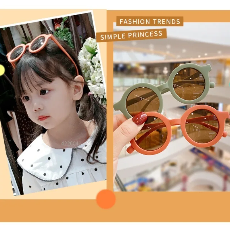 

2023 New Fashion Cute Children's Sunglasses Parent Child Frosted Sun Glasses Solid Color Round Glasses Baby Eyeglasses for Kids