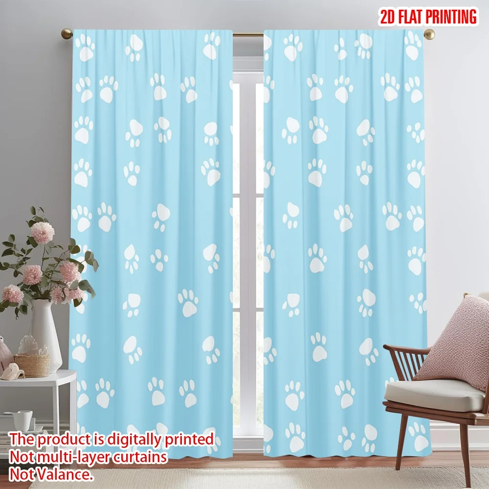 

2D flat printing 2pcs Scene Curtain Animal Paw Prints Digital Printed Polyester Drapes Party Decorations Use for Holiday