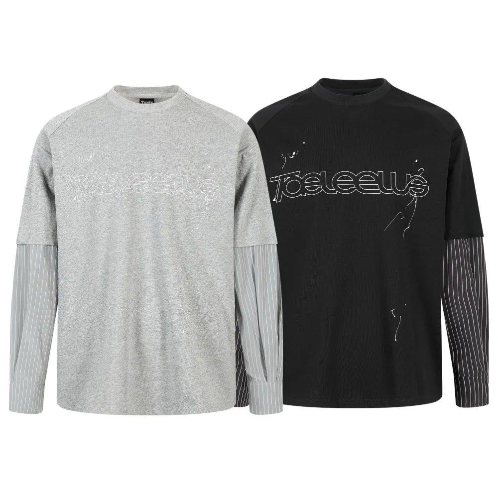 Men Women Casual Longe Sleeve T Shirt Designer Tees Stripe  Embroidered Letter Oversize Top Round Neck Men Women Cotton T-Shirts