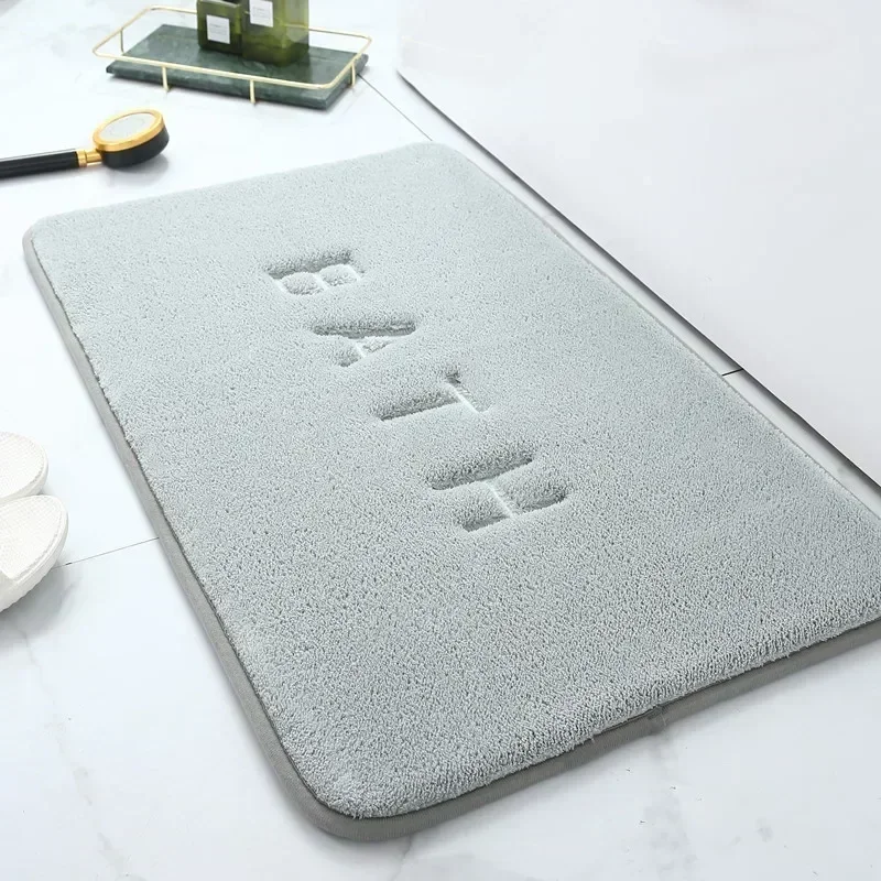 

Imitation cashmere memory cotton floor bathroom toilet coral velvet absorbent carpet kitchen living room floor mat gray22