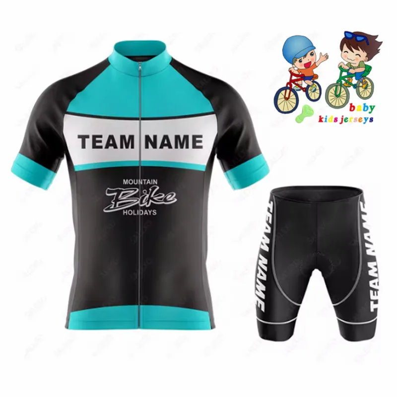 Gyerekeknek csap Név Födémgerenda Kerékpározás mezt állítsa Bicaj Sort állítsa mens MTB ropa ciclismo Rövid távú Ruhaujj Bicikli shirts maillot Öltözés