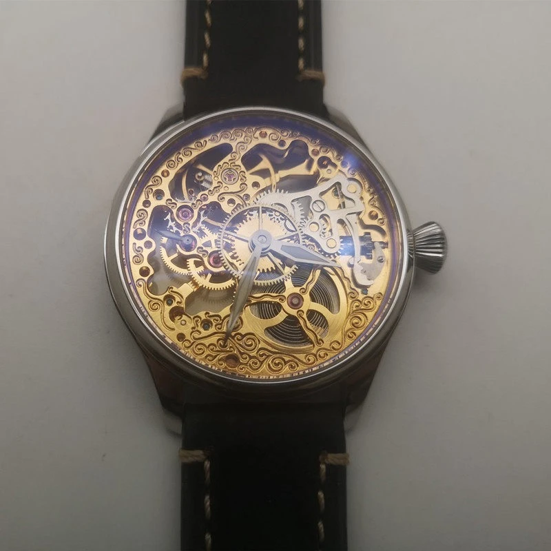 Hollow Engraving Manual Mechanical Movement Men's Watch Handmade Original Gold Movement Luminous Pointer Personalized Watch