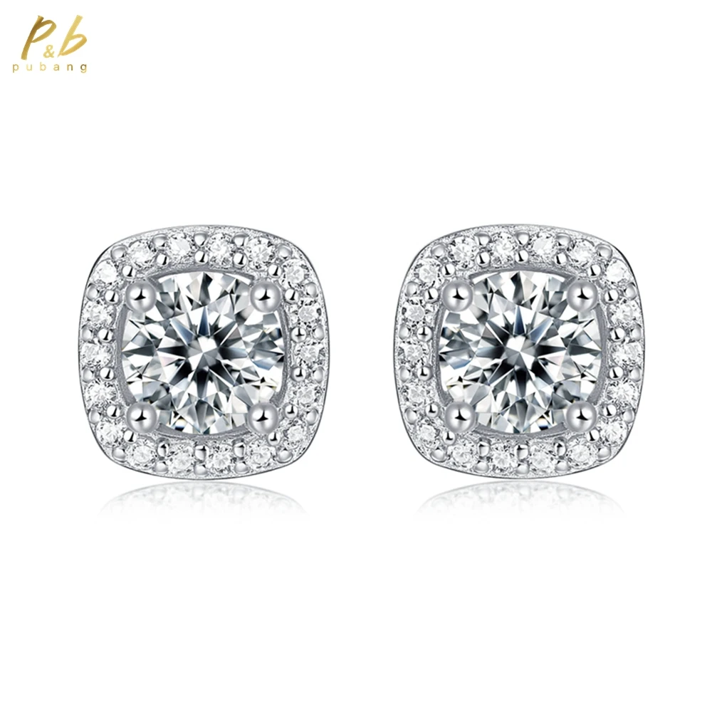 

PuBang Fine Jewelry Real 925 Sterling Silver 3EX VVS1 D Color Round Cut 5MM GRA Moissanite Diamonds Ear Studs Earrings Wholesale