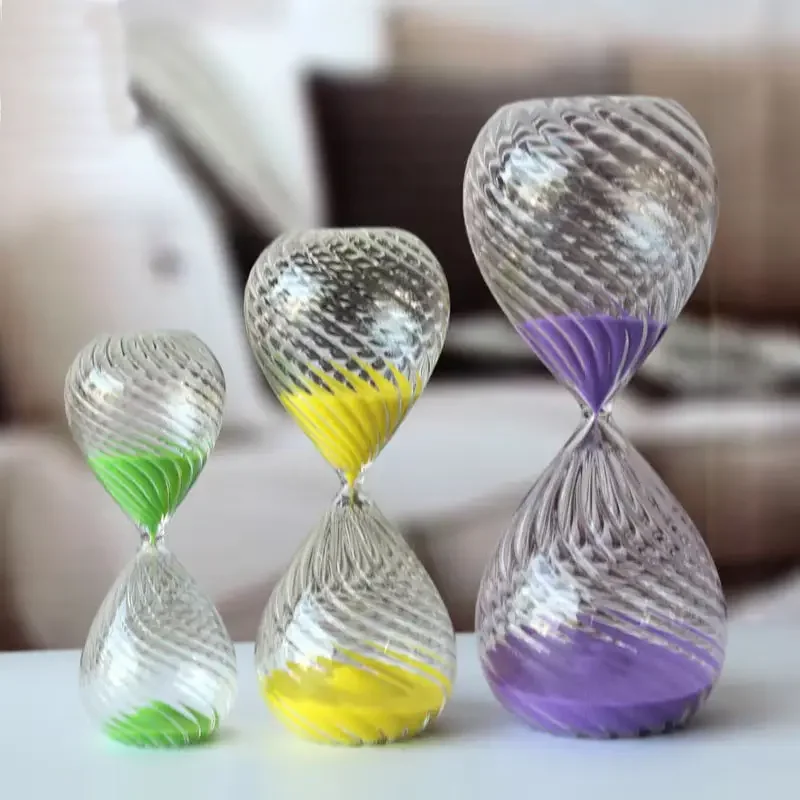 5/15/30 Minutes Handmade Glass Hourglass Multi-Coloured Threaded Sandglass Timer Creative Sand Clock Home Desktop Decorations