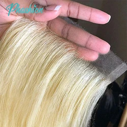 Phashion-Peluca de cabello humano 613 Remy, accesorio capilar liso y sedoso de 13x6, 13x4, con encaje Frontal Hd Real 7x7, 6x6, 5x5, 4x4, color rubio y suizo, 100%
