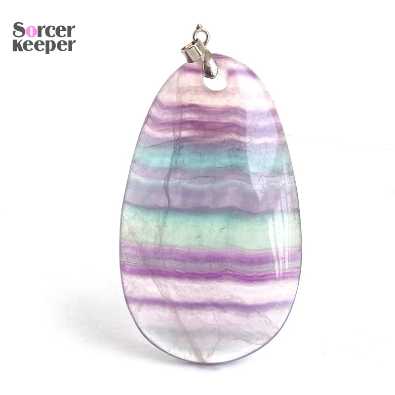 Natural Red Fluorite Quartz Water Drop Pendant Necklace Jewelry Blue Purple Colorful Fluorite Crystal Gift For Woman Men QS516