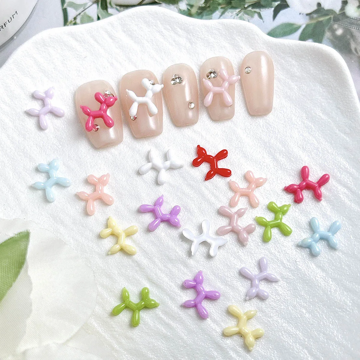 Dijes para decoración de uñas de cachorro de resina de Color dopamina mezclado al azar, brillo de dibujos animados, decoración artística de uñas para cachorros, accesorios de manicura DIY